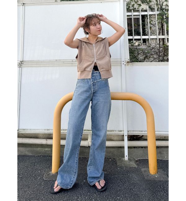 Ungrid「ヴィンテージウォッシュジップノースリパーカー」|パーカー|ベージュ