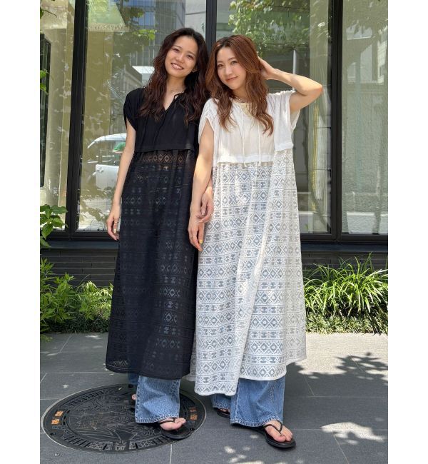 Ungrid「メッシュレースノースリワンピース」|ワンピース|
