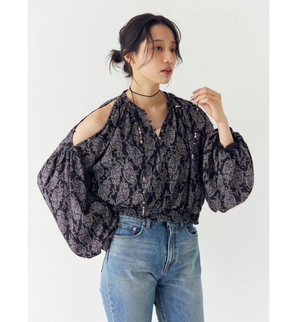 Ungrid「フラワープリントショートブラウス」|シャツ・ブラウス|