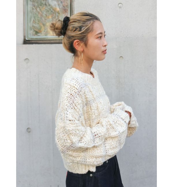 Ungrid「透かし編みデザインショートニット」|ニット・セーター|