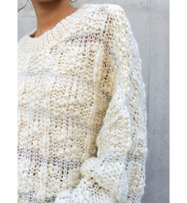 Ungrid「透かし編みデザインショートニット」|ニット・セーター|