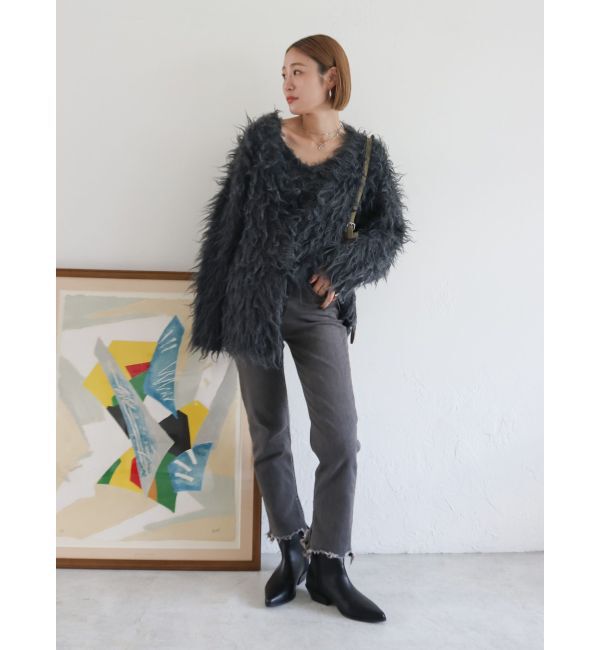 Ungrid「ヘムデザインストレッチデニム」|デニム|