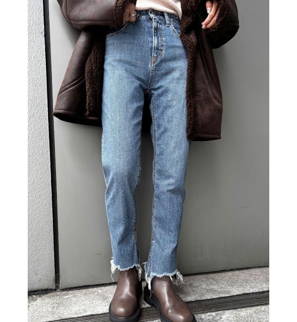 Ungrid「ヘムデザインストレッチデニム」|デニム|ブルー