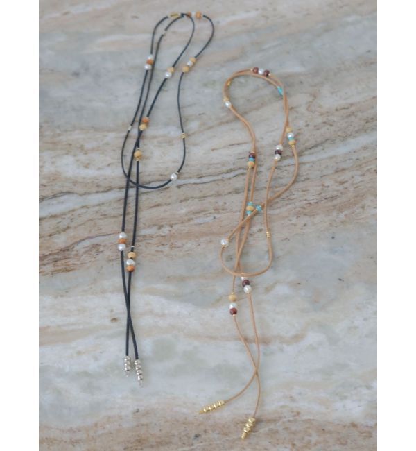 Ungrid「ウッドコンビフェイクレザーネックレス」|ネックレス|