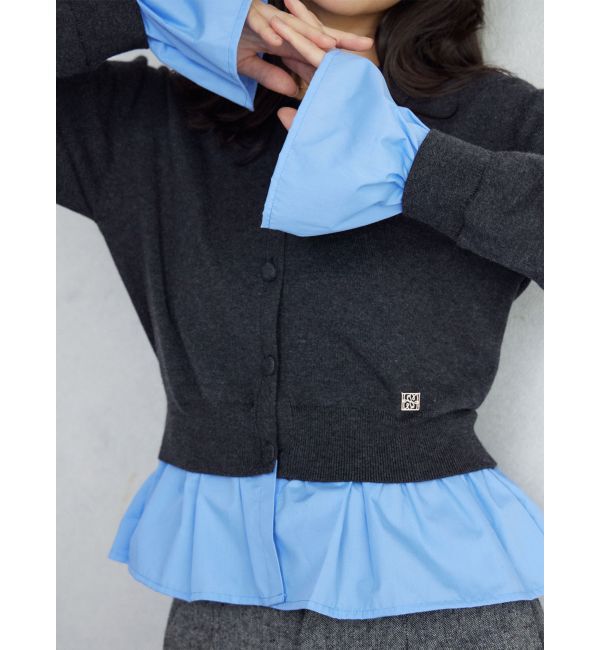 LAGUNAMOON「ペプラムドッキングニットカーディガン」|カーディガン|チャコールグレー