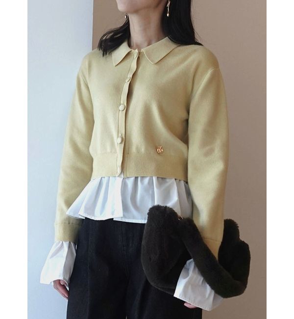 LAGUNAMOON「ペプラムドッキングニットカーディガン」|カーディガン|イエロー