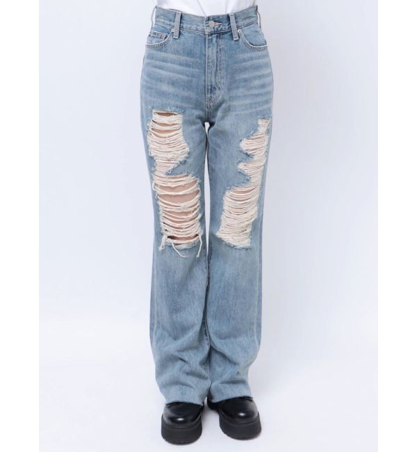 EVRIS「ハイダメージセミワイドデニムパンツ」|デニム|