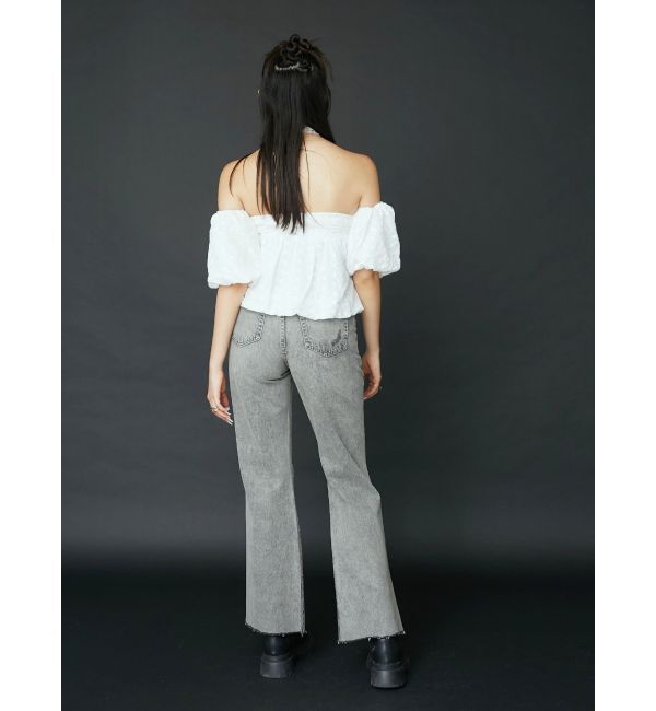 EVRIS「ハイダメージセミワイドデニムパンツ」|デニム|