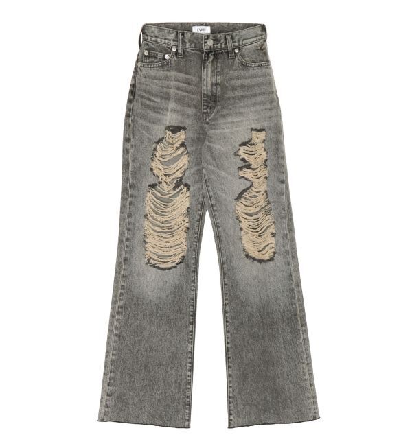 EVRIS「ハイダメージセミワイドデニムパンツ」|デニム|