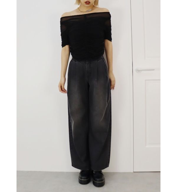 EVRIS「ウエストタックボリュームデニムパンツ」|デニム|