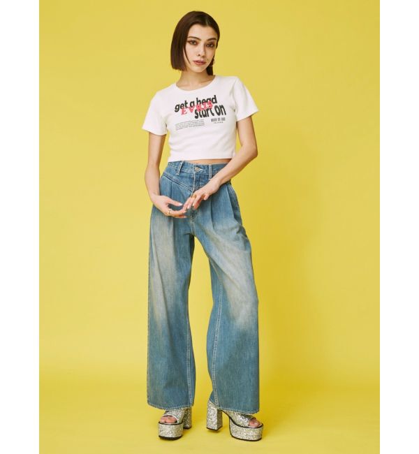 EVRIS「ウエストタックボリュームデニムパンツ」|デニム|