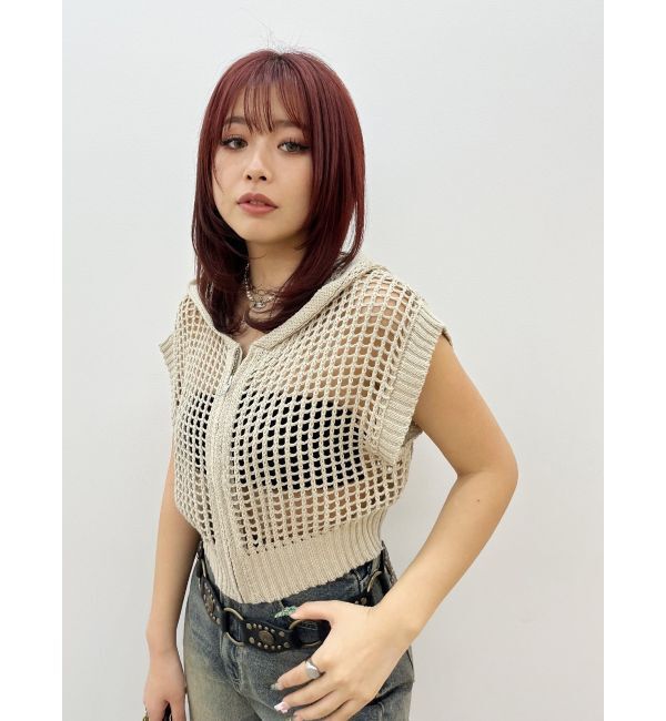 EVRIS「メッシュジップアップニットベスト」|ニット・セーター|