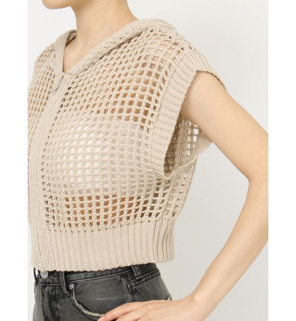 EVRIS「メッシュジップアップニットベスト」|ニット・セーター|