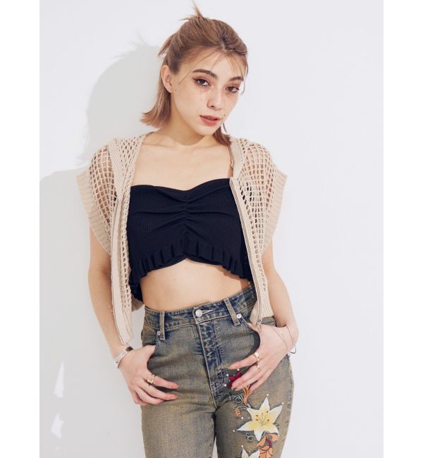 EVRIS「メッシュジップアップニットベスト」|ニット・セーター|