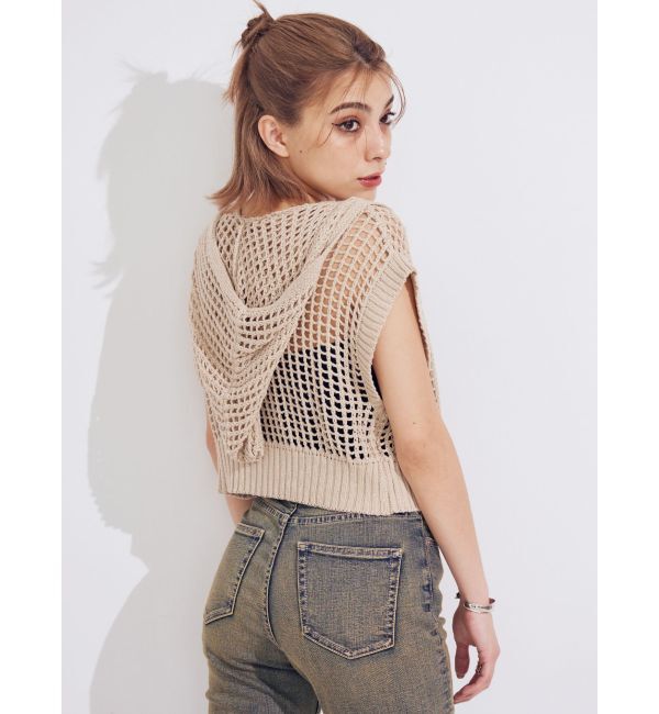 EVRIS「メッシュジップアップニットベスト」|ニット・セーター|