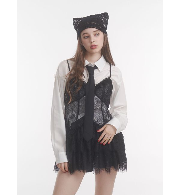 jouetie「フリルランジェリーレースミニワンピース」|ワンピース|ブラック