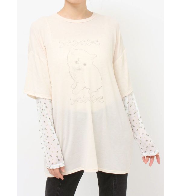 merry jenny「cat ribbonレイヤードロンT」|Tシャツ・カットソー|
