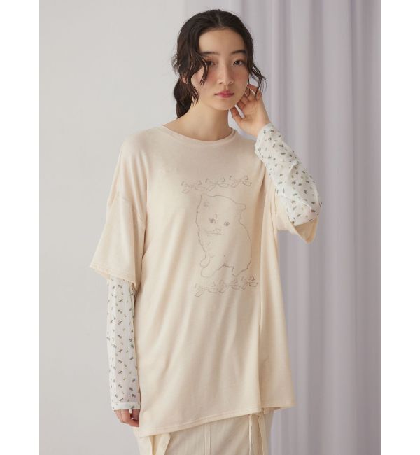 merry jenny「cat ribbonレイヤードロンT」|Tシャツ・カットソー|