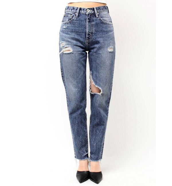 GYDA「ハイウエストVintage Edge ダメージストレートデニムパンツ」|デニム|