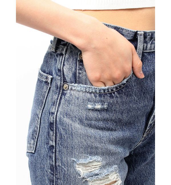 GYDA「ハイウエストVintage Edge ダメージストレートデニムパンツ」|デニム|