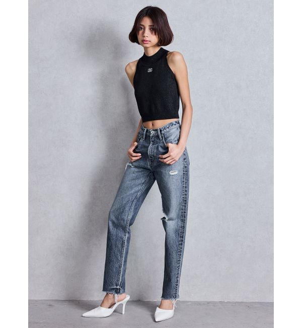 GYDA「ハイウエストVintage Edge ダメージストレートデニムパンツ」|デニム|