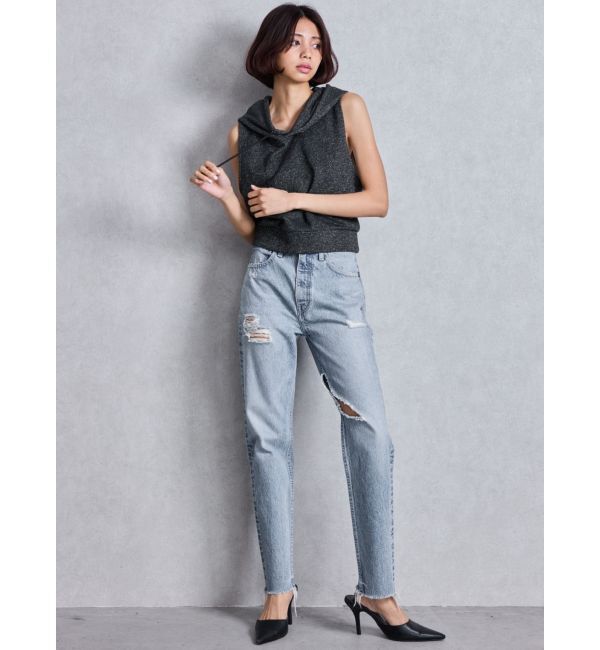 GYDA「ハイウエストVintage Edge ダメージストレートデニムパンツ」|デニム|