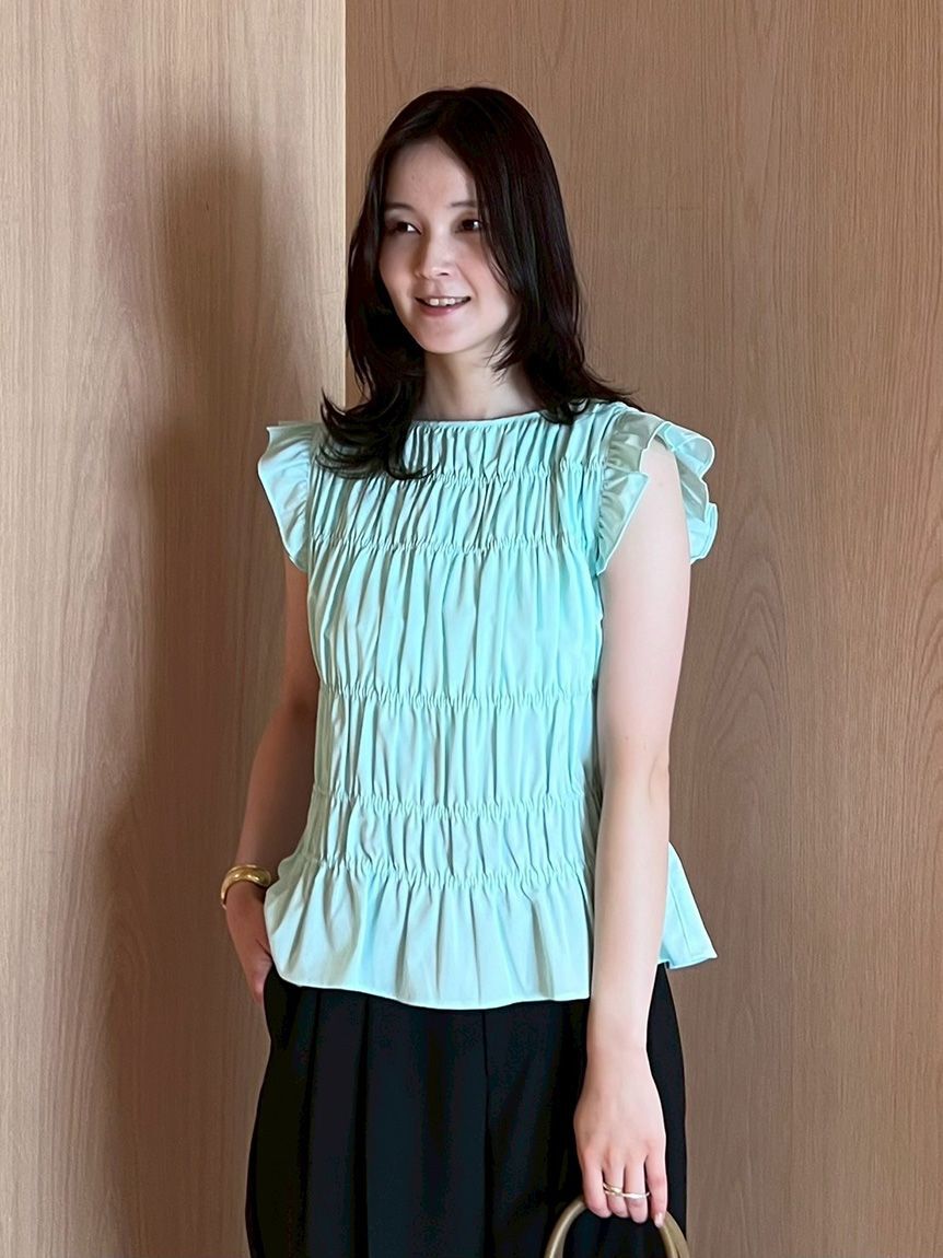 Mila Owen「ラッフルシャーリングギャザートップス」|Tシャツ・カットソー|