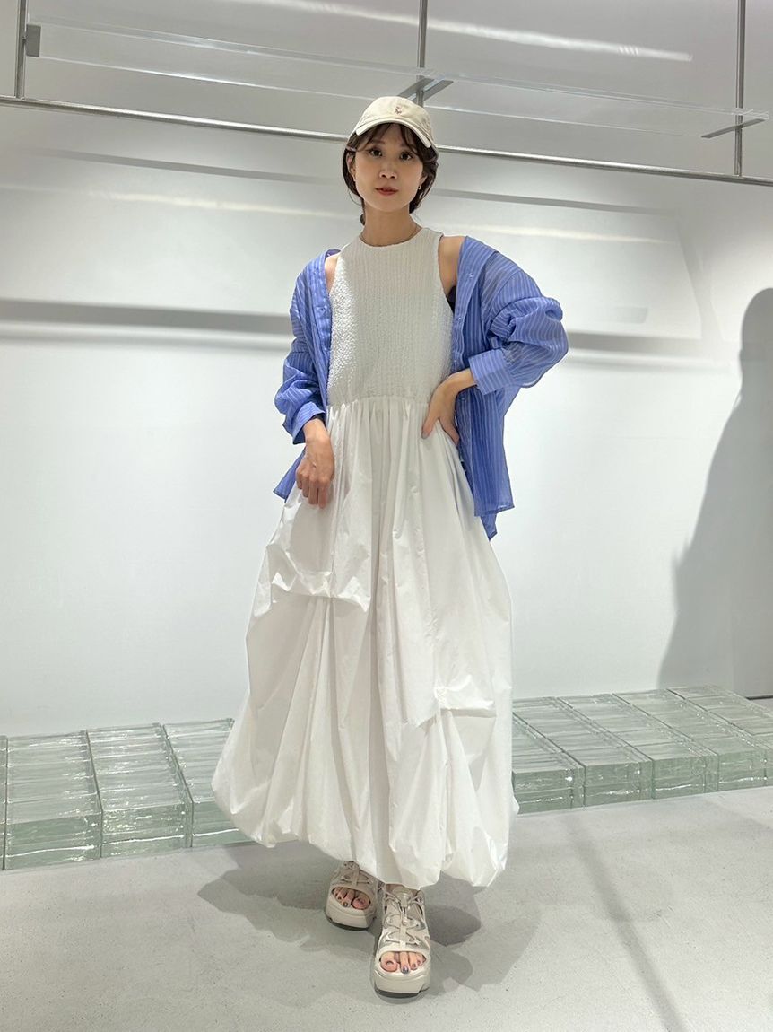 emmi atelier「膨れジャガードカットドッキングワンピース」|ワンピース|WHT