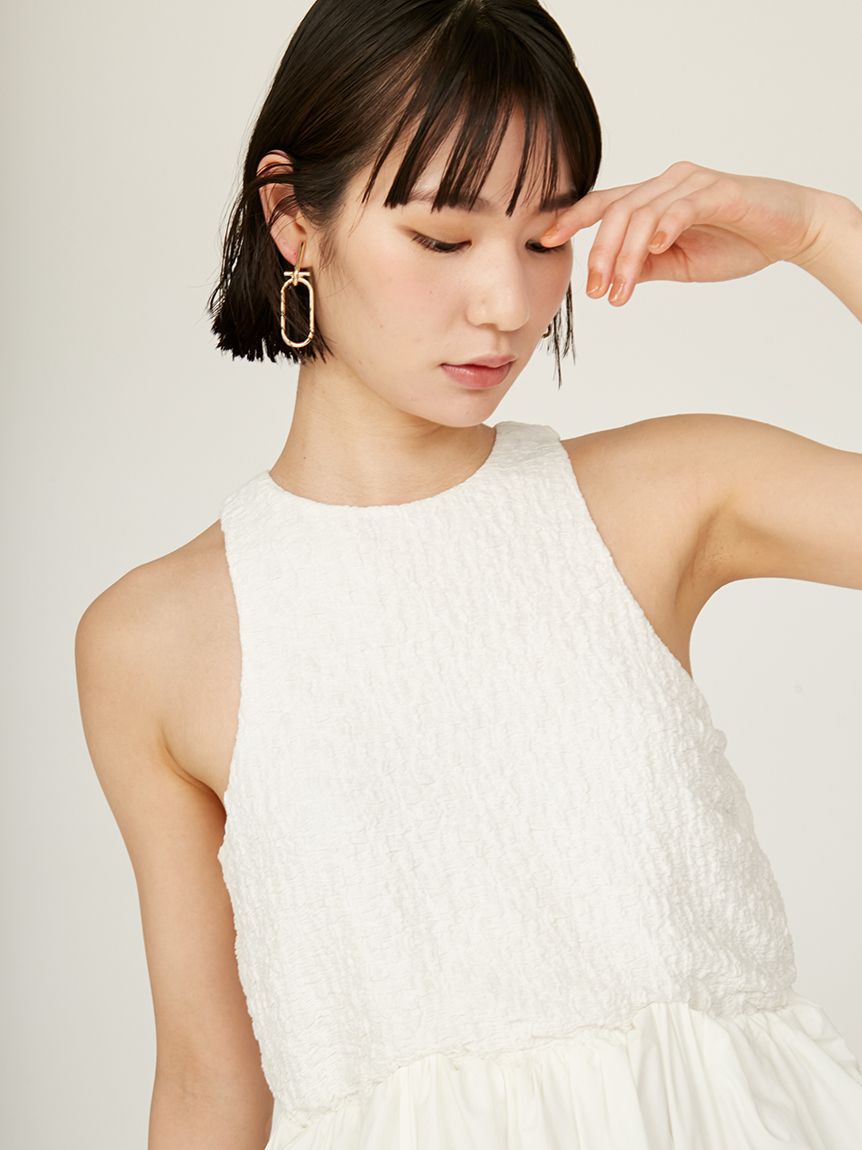 emmi atelier「膨れジャガードカットドッキングワンピース」|ワンピース|