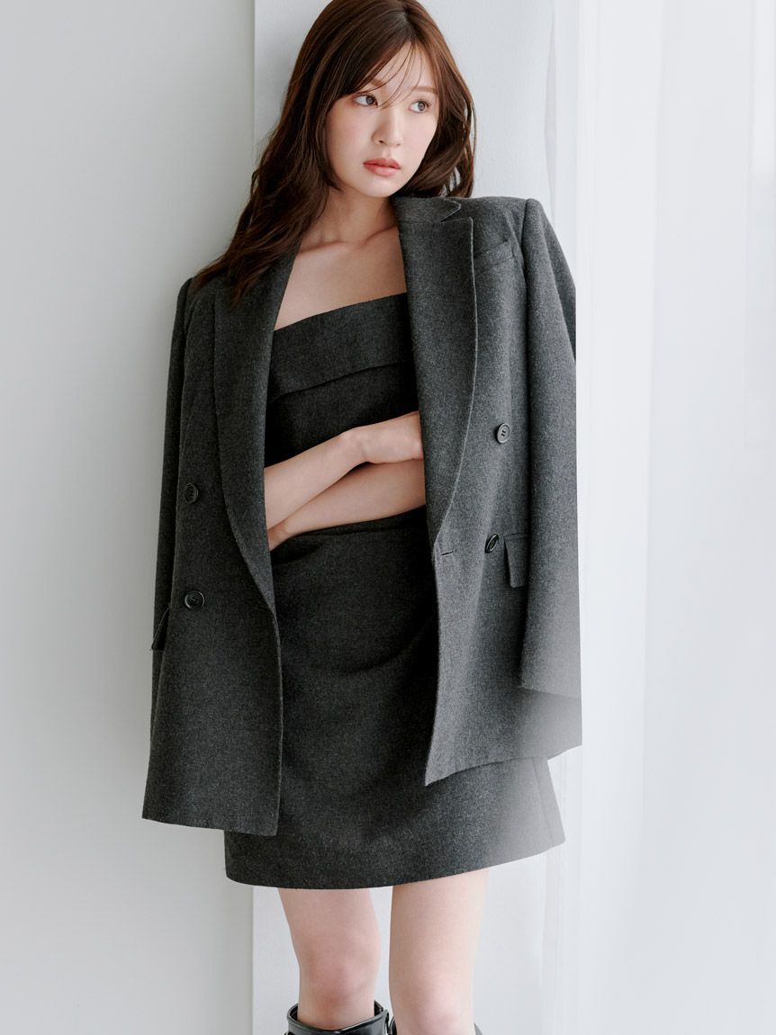 SNIDEL「オーバーサイズウールジャケット」|テーラードジャケット|GRY