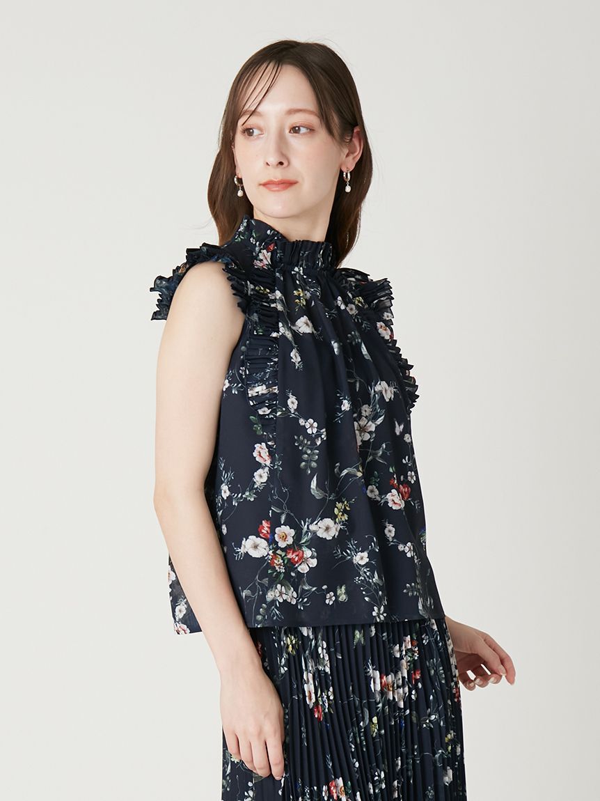 FRAY I.D「フラワープリントギャザーフリルブラウス」|シャツ・ブラウス|