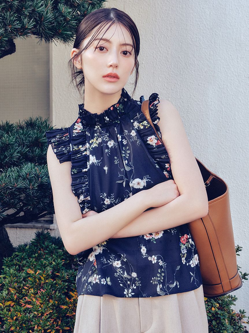 FRAY I.D「フラワープリントギャザーフリルブラウス」|シャツ・ブラウス|