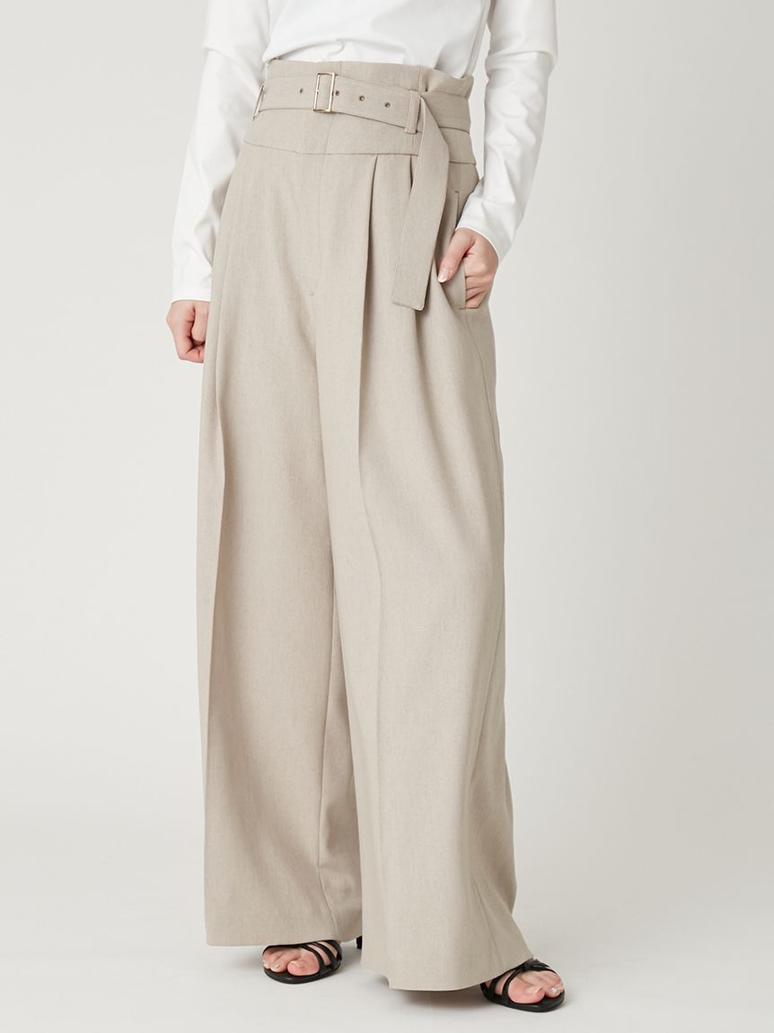 FRAY I.D「ハイウエストベルトパンツ／UVカット」|チノ|