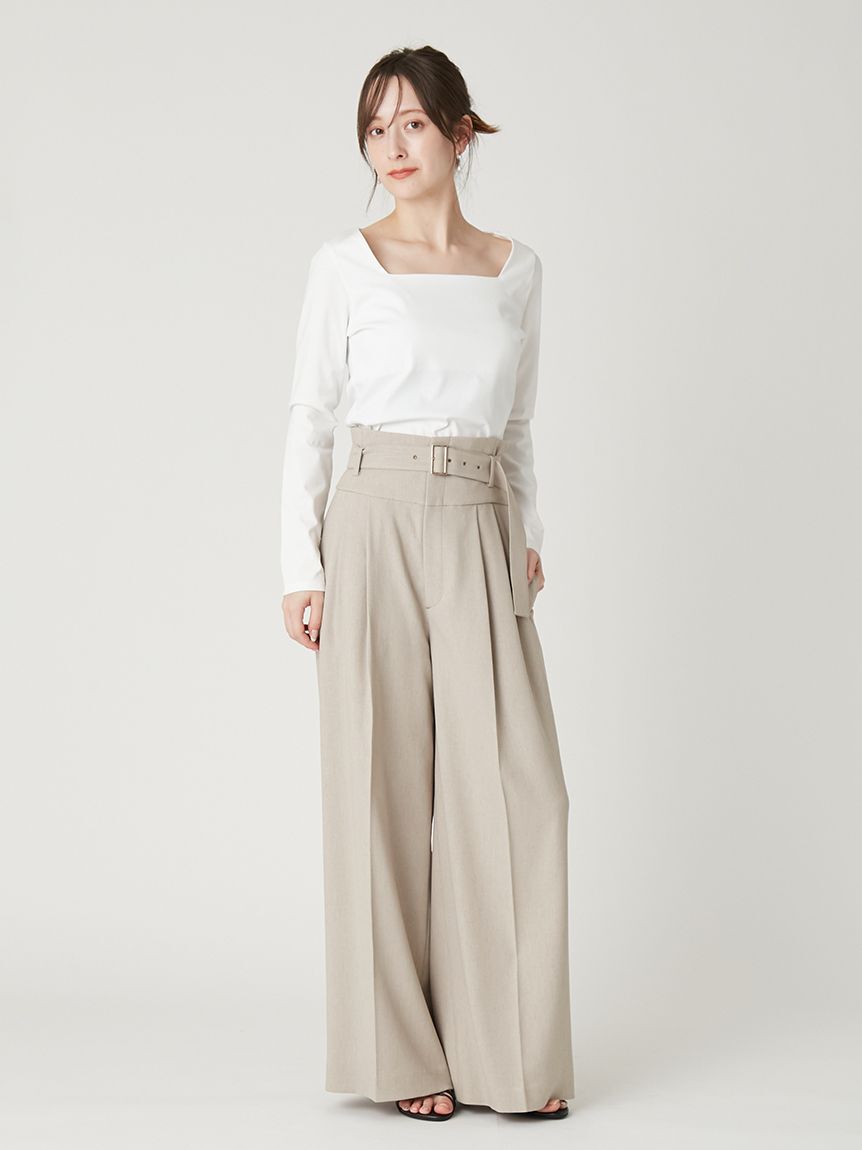 FRAY I.D「ハイウエストベルトパンツ／UVカット」|チノ|