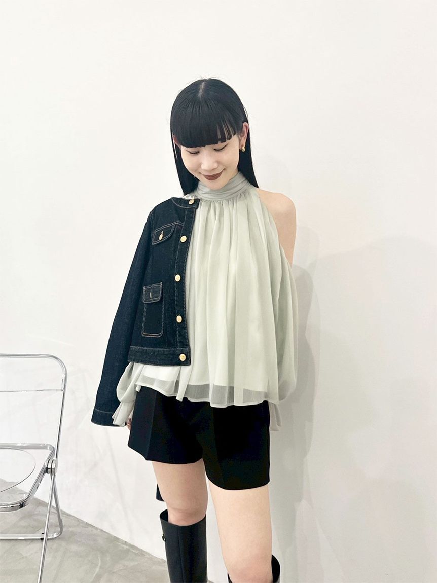 LILY BROWN「【限定カラー】ノーカラークラシカルデニムジャケット」|デニムジャケット|