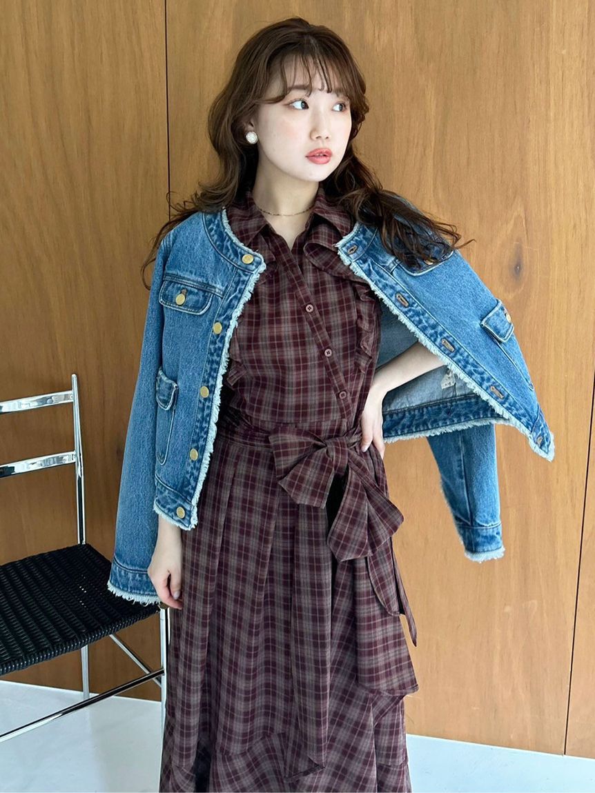 LILY BROWN「【限定カラー】ノーカラークラシカルデニムジャケット」|デニムジャケット|