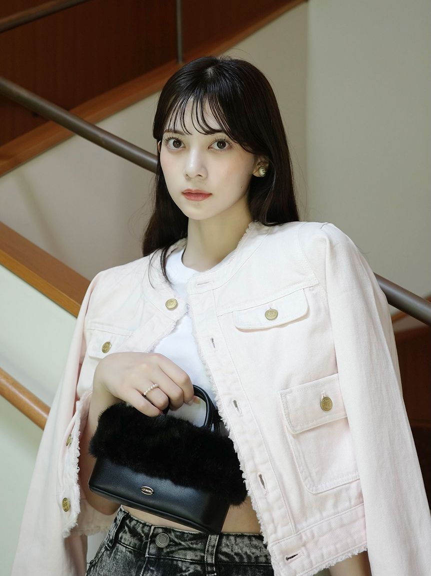 LILY BROWN「【限定カラー】ノーカラークラシカルデニムジャケット」|デニムジャケット|