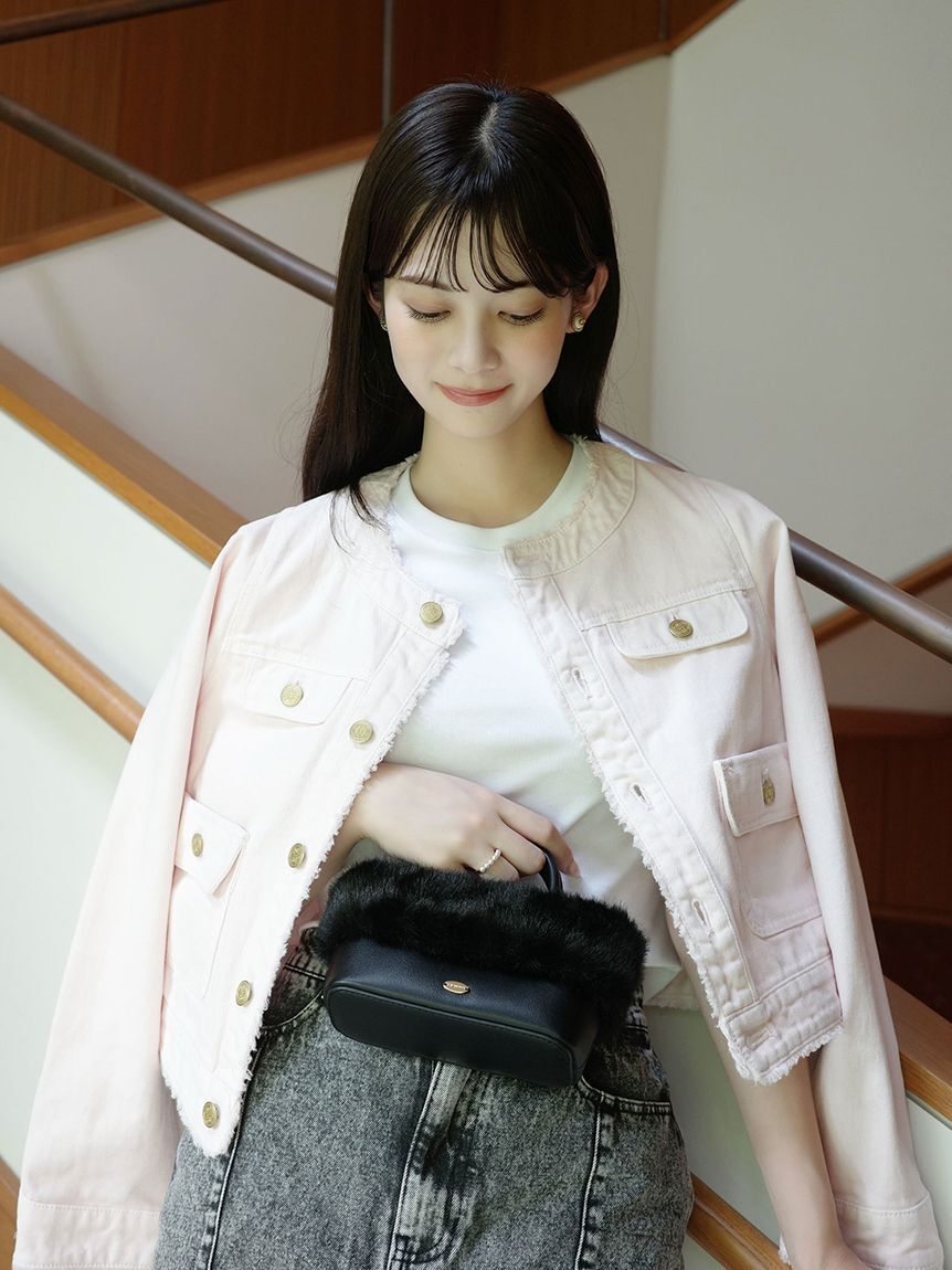 LILY BROWN「【限定カラー】ノーカラークラシカルデニムジャケット」|デニムジャケット|