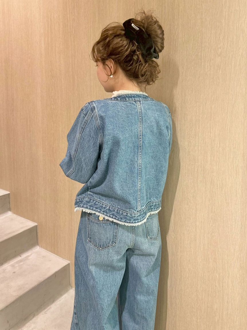 LILY BROWN「【限定カラー】ノーカラークラシカルデニムジャケット」|デニムジャケット|