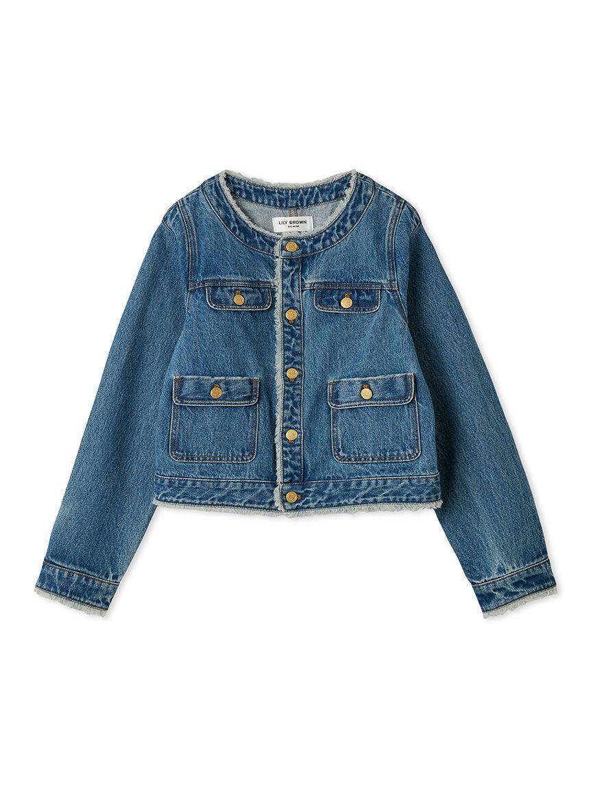 LILY BROWN「【限定カラー】ノーカラークラシカルデニムジャケット」|デニムジャケット|