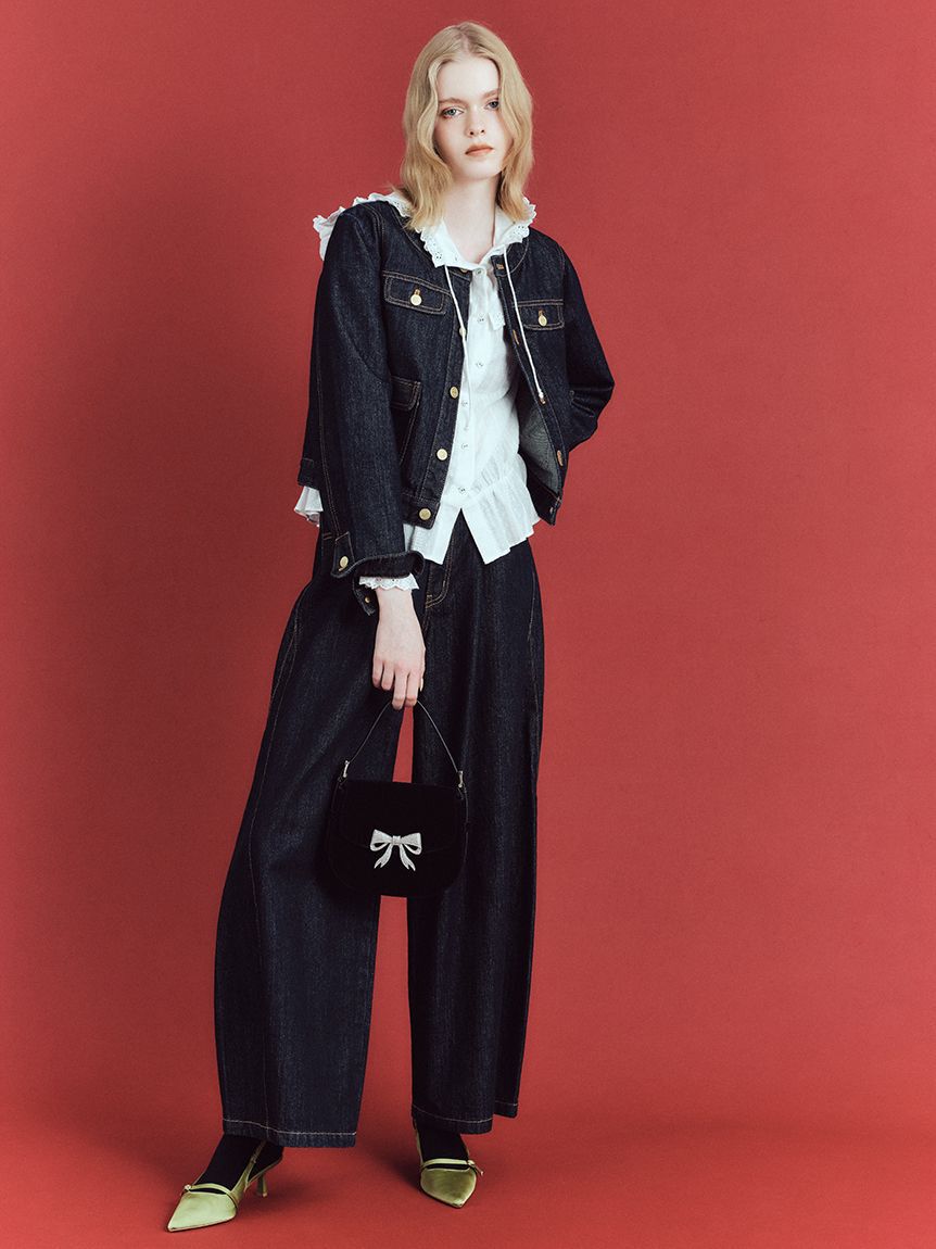 LILY BROWN「【限定カラー】ノーカラークラシカルデニムジャケット」|デニムジャケット|