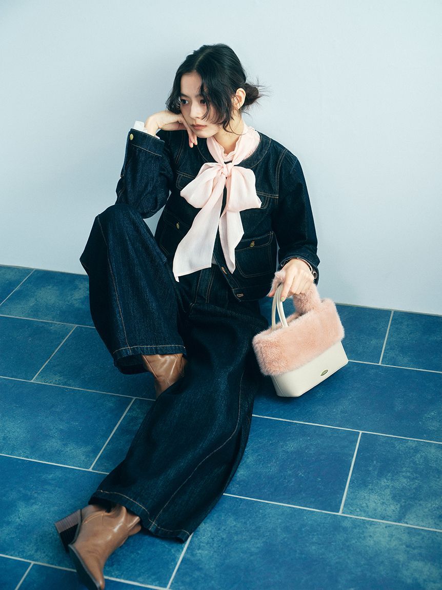 LILY BROWN「【限定カラー】ノーカラークラシカルデニムジャケット」|デニムジャケット|