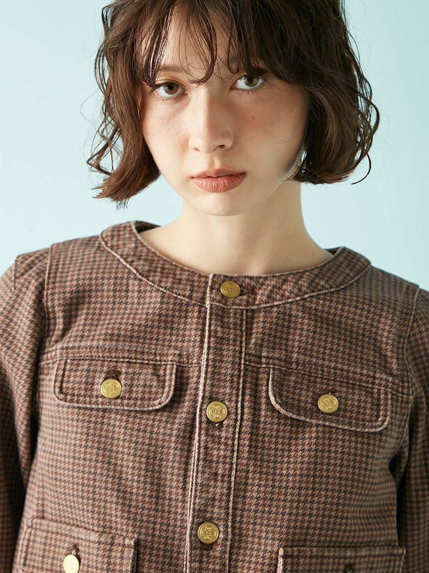 LILY BROWN「【限定カラー】ノーカラークラシカルデニムジャケット」|デニムジャケット|