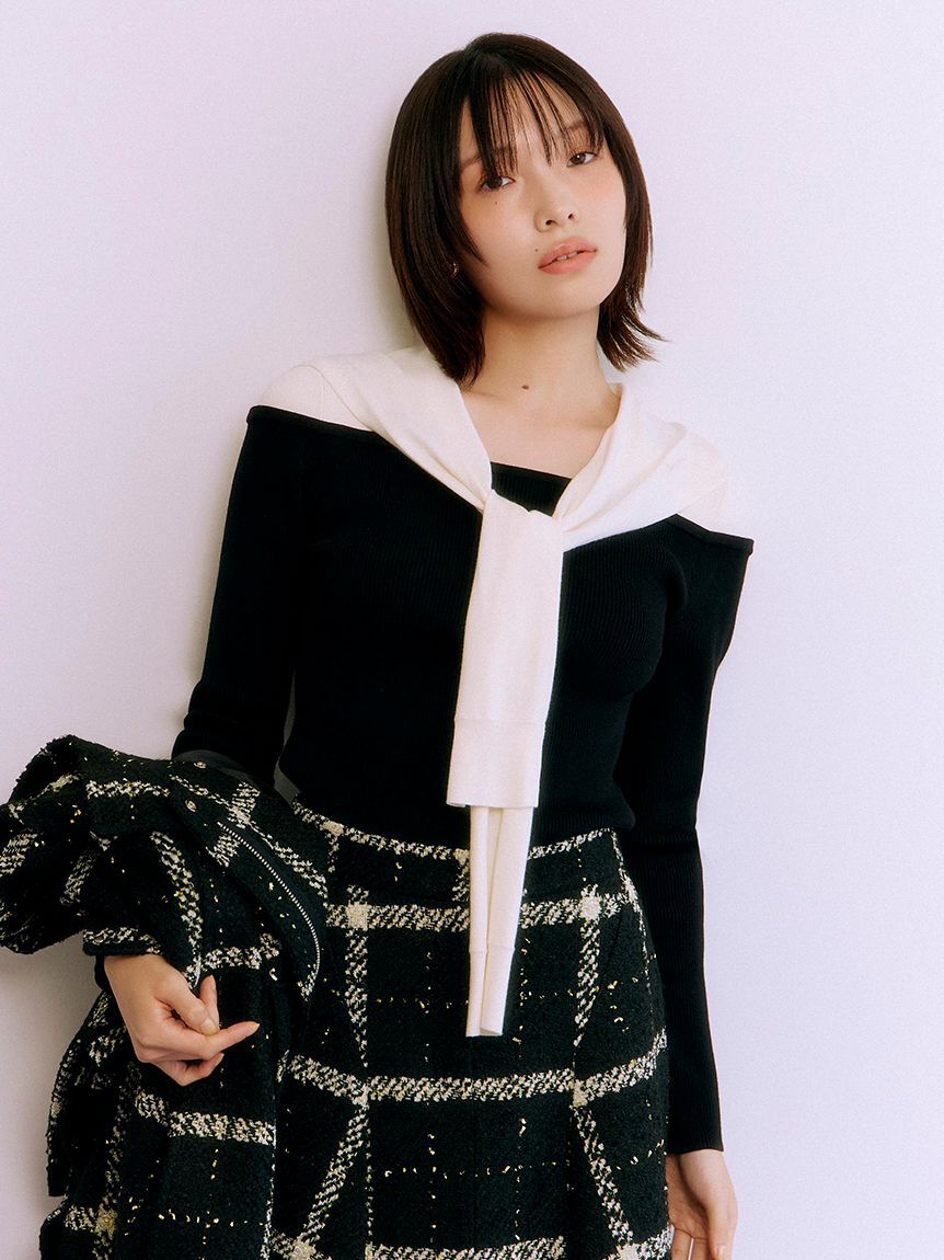 LILY BROWN「セーラーカーデレイヤードニット」|ニット・セーター|