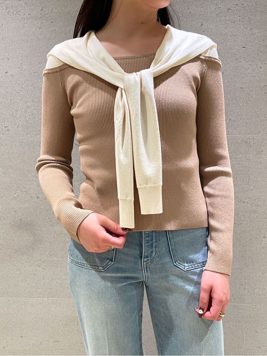 LILY BROWN「セーラーカーデレイヤードニット」|ニット・セーター|