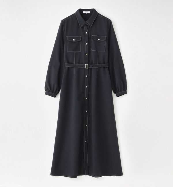  「バックスカーフシャツワンピース」|ワンピース|ブルー3