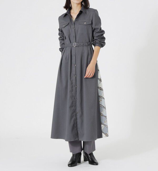  「バックスカーフシャツワンピース」|ワンピース|