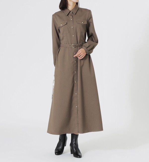  「バックスカーフシャツワンピース」|ワンピース|