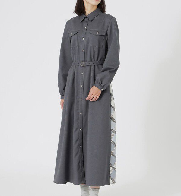  「バックスカーフシャツワンピース」|ワンピース|