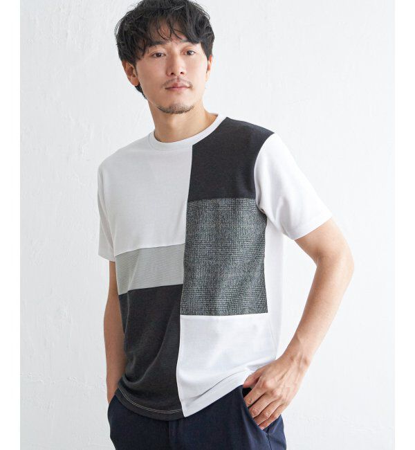 ikka「ブロックスグレンチェックキリカエＴ」|Tシャツ・カットソー|ホワイト